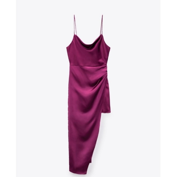 Zara  satin effect asymmetrical dress - Picture 5 of 12